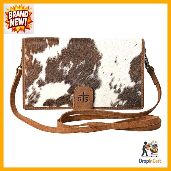 Genuine Leather Crossbody Bag Western Style Organizer Clutch Casual Chic